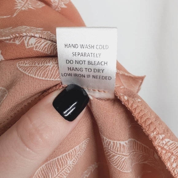 Woven Pink Dress Orange white feathers Shorts flutter straps ruffles smocked L - Picture 6 of 8